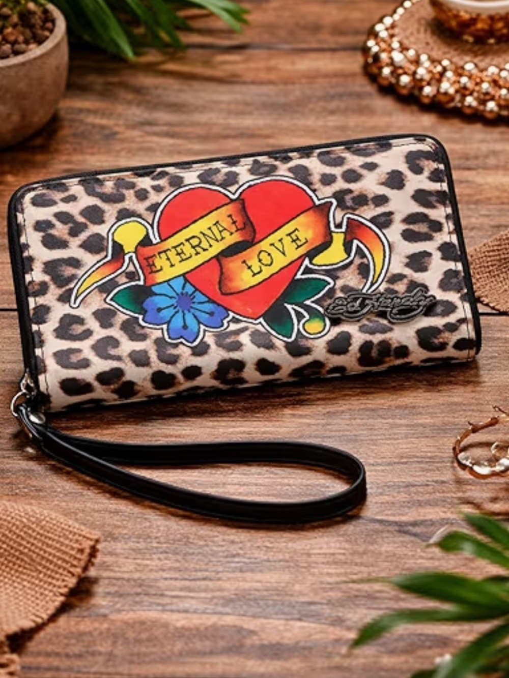 Ed Hardy Cheetah Print 'Eternal Love' Wristlet - Picture 3 of 7